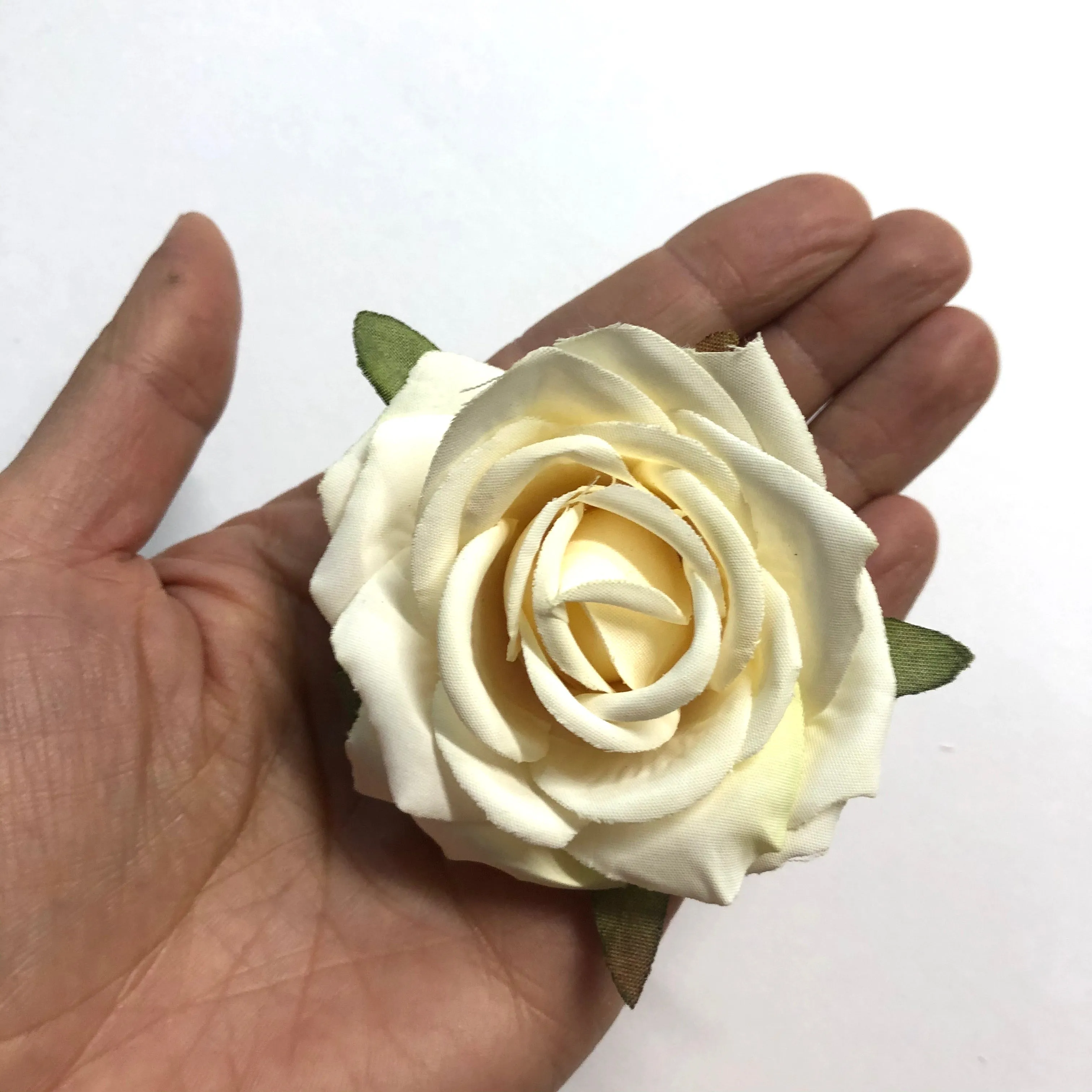Artificial Silk Flower Heads - Vintage Ivory Rose Style 122 - 1pc