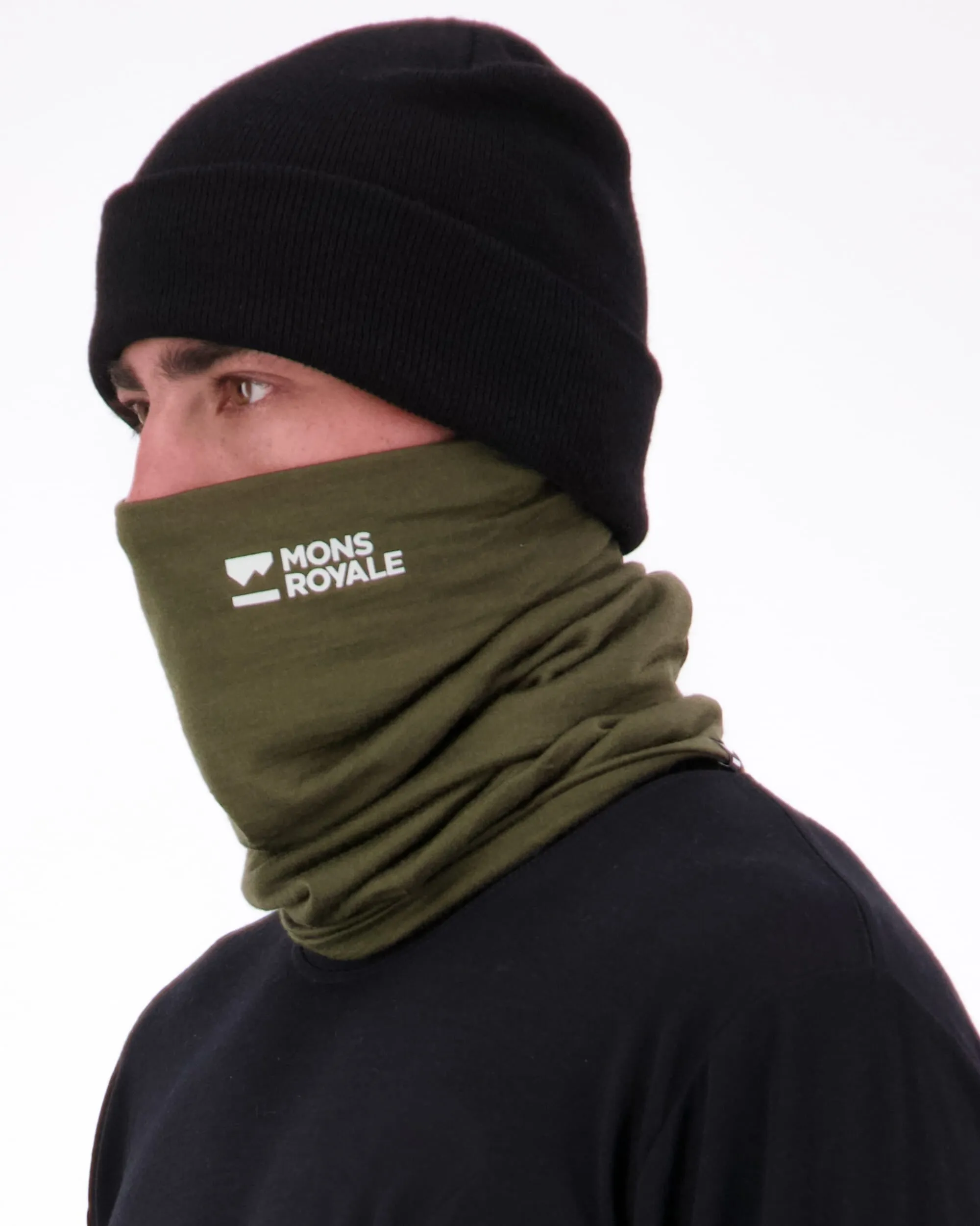 Double Up Merino Neckwarmer - Dark Olive