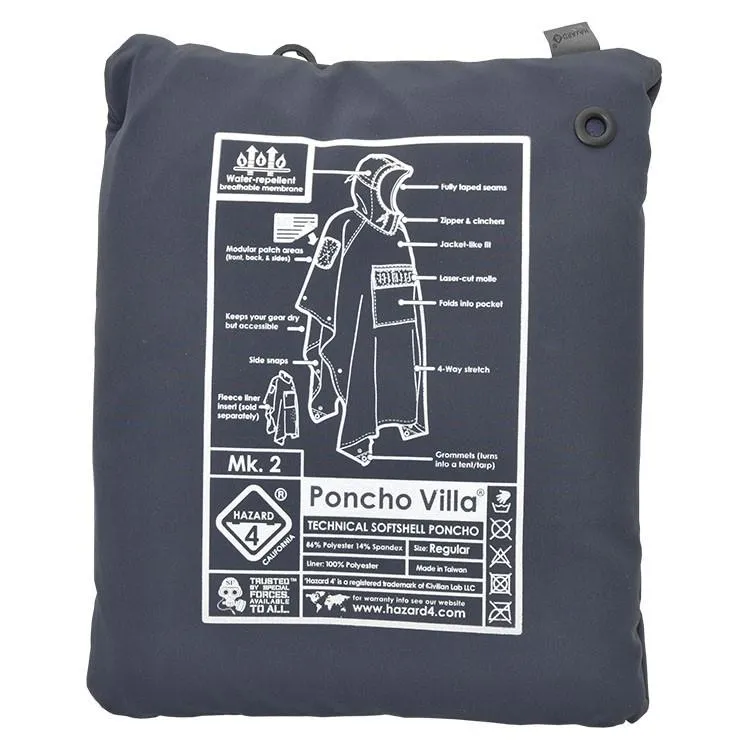 Hazard 4 Poncho Villa 2020 Version Technical Soft-Shell Poncho Navy Blue