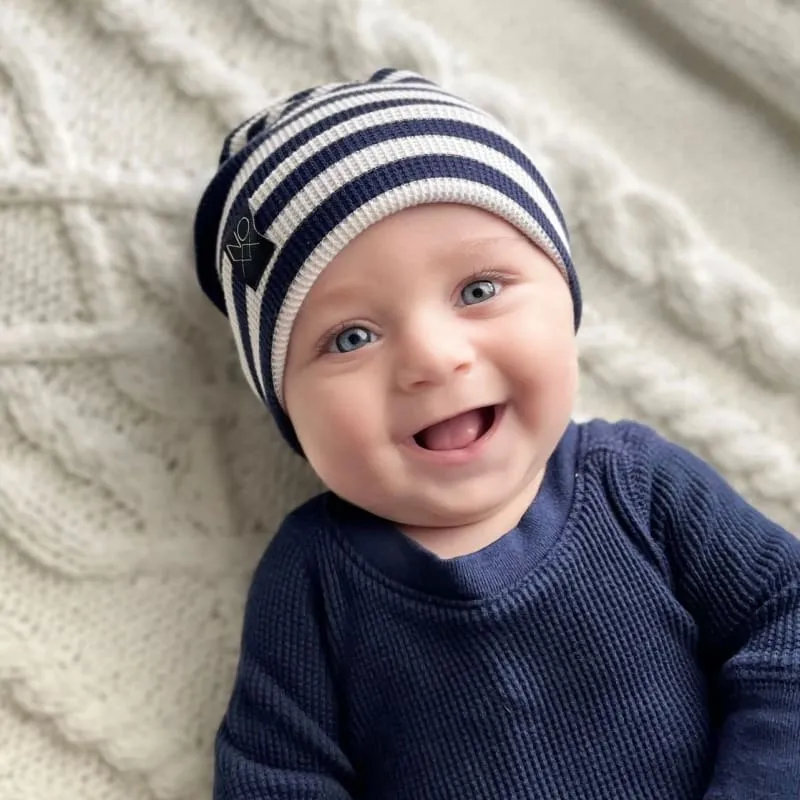 Navy Stripes | Lightweight Thermal Knit Beanie