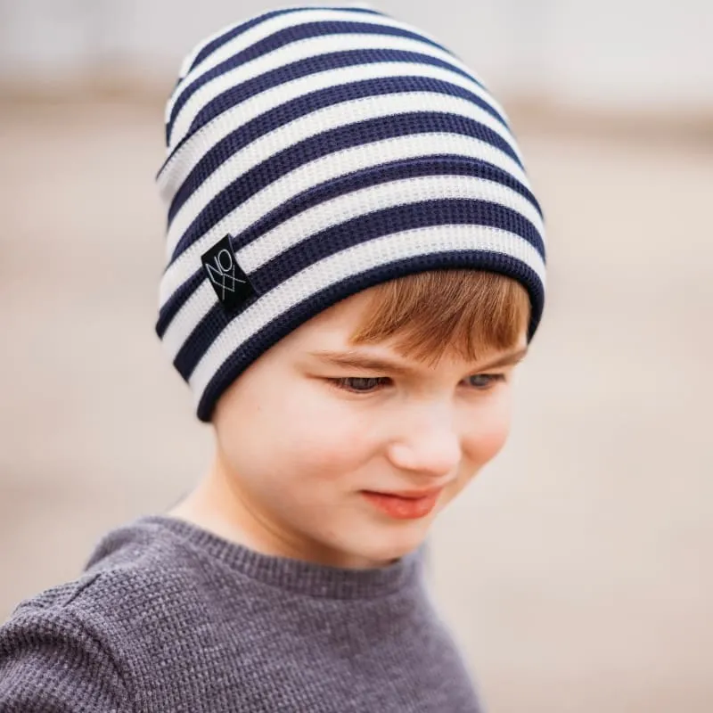 Navy Stripes | Lightweight Thermal Knit Beanie