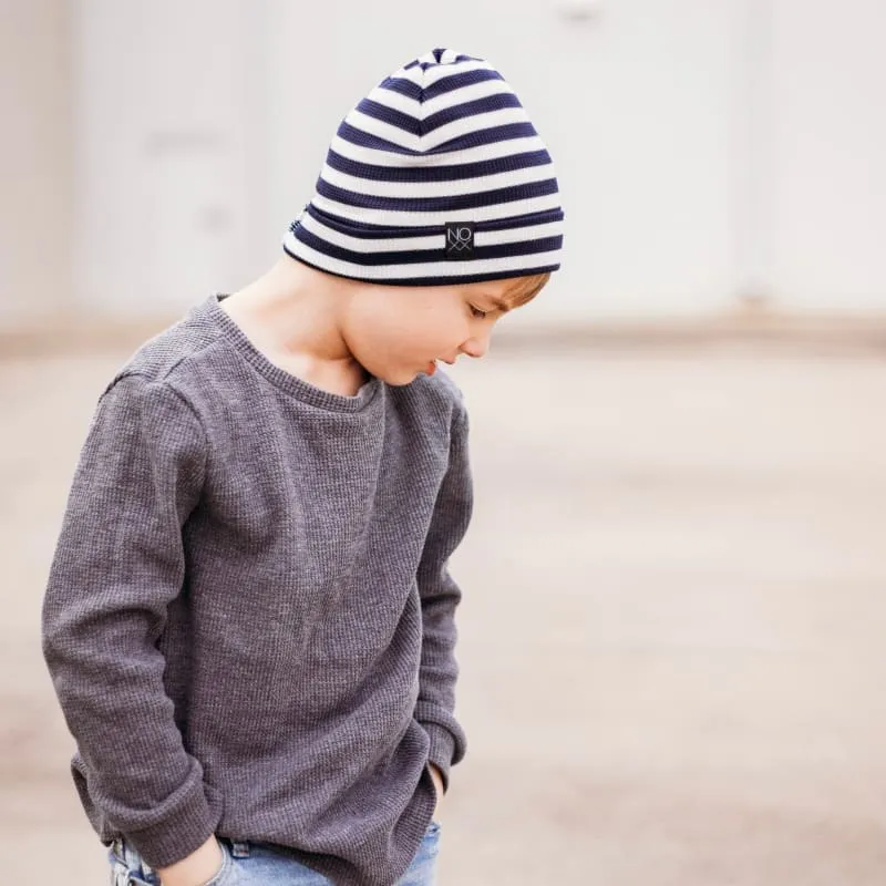 Navy Stripes | Lightweight Thermal Knit Beanie