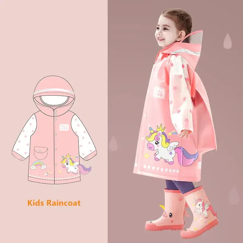 OleOle Kids Waterproof Raincoat - Stay Dry in Poncho Style (2 years )