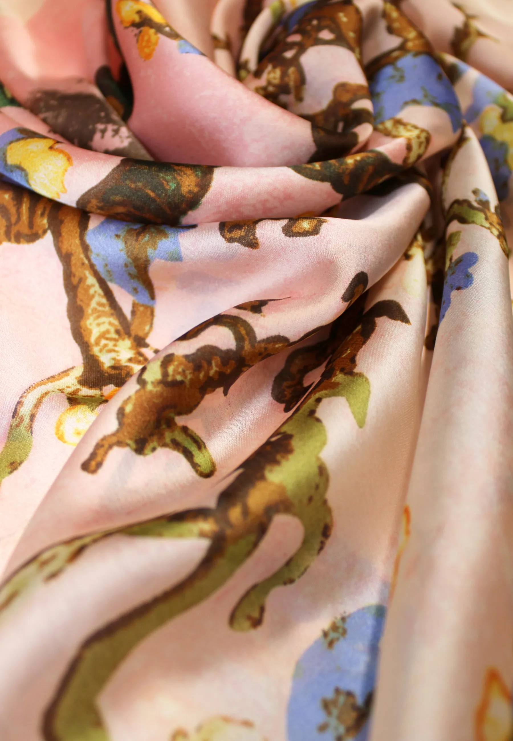 Pink Floral Silk Scarf