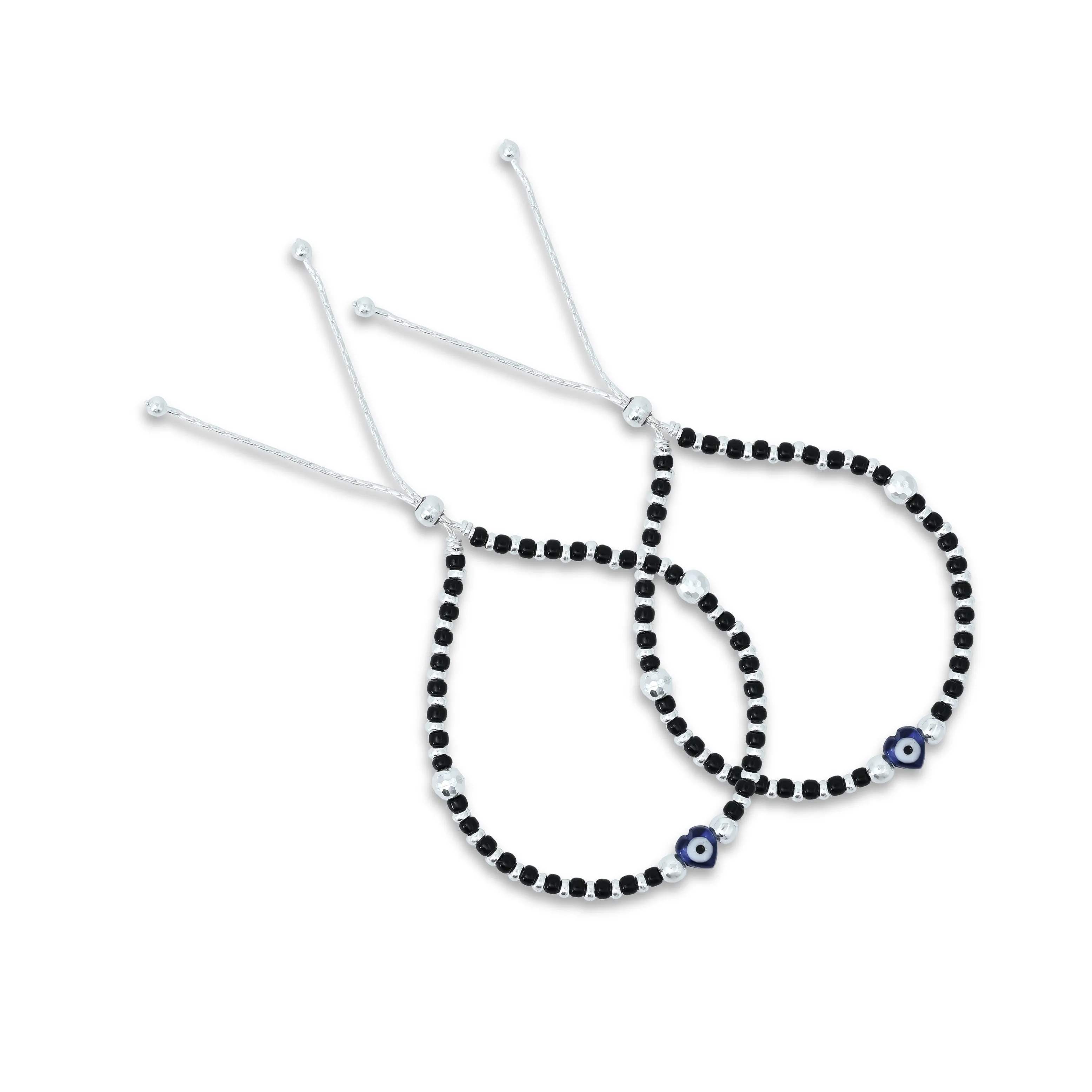 Silver Heart Shape Evil Evil Eye Anklet for Girls